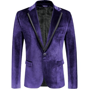 image:imageCOOFANDY Mens Velvet Blazer One Button Velour Tuxedo Jacket Notched Lapel Suit Jackets for Prom Wedding Party DinnerDark Purple