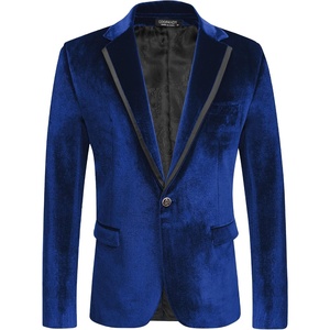 image:imageCOOFANDY Mens Velvet Blazer One Button Velour Tuxedo Jacket Notched Lapel Suit Jackets for Prom Wedding Party DinnerNavy Blue
