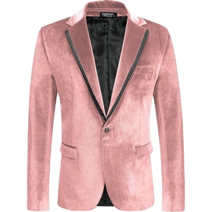 image:imageCOOFANDY Mens Velvet Blazer One Button Velour Tuxedo Jacket Notched Lapel Suit Jackets for Prom Wedding Party DinnerPink