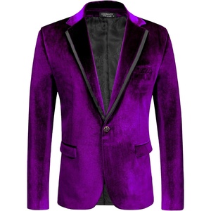 image:imageCOOFANDY Mens Velvet Blazer One Button Velour Tuxedo Jacket Notched Lapel Suit Jackets for Prom Wedding Party DinnerPurple