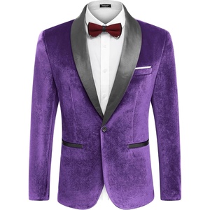 image:imageCOOFANDY Mens Velvet Tuxedo One Button Jacket Dinner Prom Wedding Blazer JacketPurple