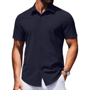 image:imageCOOFANDY Mens Wrinkle Free Shirts 2026 Short Sleeve Casual Button Down Summer Dress ShirtsDark Blue