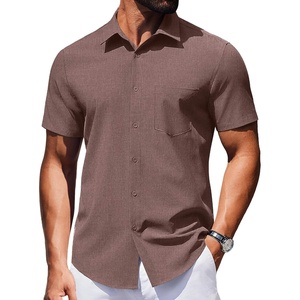 image:imageCOOFANDY Mens Wrinkle Free Shirts 2026 Short Sleeve Casual Button Down Summer Dress ShirtsLight Brown