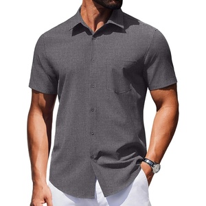 image:imageCOOFANDY Mens Wrinkle Free Shirts 2026 Short Sleeve Casual Button Down Summer Dress ShirtsMedium Gray