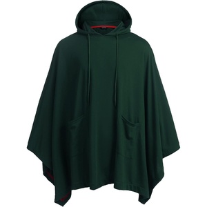 image:imageCOOFANDY Unisex Casual Hooded Poncho Cape Cloak Fashion Coat Hoodie Pullover with PocketGreen Black