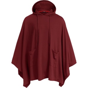 image:imageCOOFANDY Unisex Casual Hooded Poncho Cape Cloak Fashion Coat Hoodie Pullover with PocketWine Red