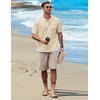 image:imageCOOFANDY Henley Shirts for Men Short Sleeve Band Collar Casual Shirt Summer Hippie Vacation Beach T Shirts with PocketChampagne