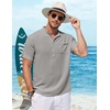 image:imageCOOFANDY Henley Shirts for Men Short Sleeve Band Collar Casual Shirt Summer Hippie Vacation Beach T Shirts with PocketLight Grey