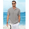 image:imageCOOFANDY Henley Shirts for Men Short Sleeve Band Collar Casual Shirt Summer Hippie Vacation Beach T Shirts with PocketLight Grey