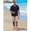 image:imageCOOFANDY Henley Shirts for Men Short Sleeve Band Collar Casual Shirt Summer Hippie Vacation Beach T Shirts with PocketNavy Blue