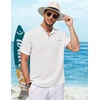 image:imageCOOFANDY Henley Shirts for Men Short Sleeve Band Collar Casual Shirt Summer Hippie Vacation Beach T Shirts with PocketWhite