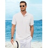 image:imageCOOFANDY Henley Shirts for Men Short Sleeve Band Collar Casual Shirt Summer Hippie Vacation Beach T Shirts with PocketWhite