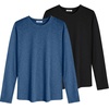image:imageCOOFANDY Men 2 Pack Muscle Fitted T Shirt Gym Workout Athletic Long Sleeves TeeBlackDenim Blue