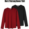 image:imageCOOFANDY Men 2 Pack Muscle Fitted T Shirt Gym Workout Athletic Long Sleeves TeeBlackWine Red