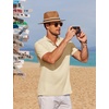 image:imageCOOFANDY Men Casual Henley Tee Shirt Short Sleeve Band Collar Summer Beach Textured TShirtApricot