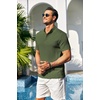 image:imageCOOFANDY Men Casual Henley Tee Shirt Short Sleeve Band Collar Summer Beach Textured TShirtArmy Green