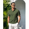 image:imageCOOFANDY Men Casual Henley Tee Shirt Short Sleeve Band Collar Summer Beach Textured TShirtArmy Green