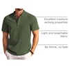 image:imageCOOFANDY Men Casual Henley Tee Shirt Short Sleeve Band Collar Summer Beach Textured TShirtArmy Green