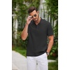image:imageCOOFANDY Men Casual Henley Tee Shirt Short Sleeve Band Collar Summer Beach Textured TShirtBlack