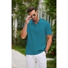 image:imageCOOFANDY Men Casual Henley Tee Shirt Short Sleeve Band Collar Summer Beach Textured TShirtBlue Green