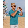 image:imageCOOFANDY Men Casual Henley Tee Shirt Short Sleeve Band Collar Summer Beach Textured TShirtBlue Green