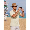 image:imageCOOFANDY Men Casual Henley Tee Shirt Short Sleeve Band Collar Summer Beach Textured TShirtCream Color