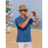 image:imageCOOFANDY Men Casual Henley Tee Shirt Short Sleeve Band Collar Summer Beach Textured TShirtDark Blue