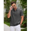 image:imageCOOFANDY Men Casual Henley Tee Shirt Short Sleeve Band Collar Summer Beach Textured TShirtDark Grey