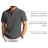 image:imageCOOFANDY Men Casual Henley Tee Shirt Short Sleeve Band Collar Summer Beach Textured TShirtDark Grey