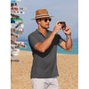 image:imageCOOFANDY Men Casual Henley Tee Shirt Short Sleeve Band Collar Summer Beach Textured TShirtDark Grey