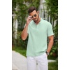 image:imageCOOFANDY Men Casual Henley Tee Shirt Short Sleeve Band Collar Summer Beach Textured TShirtIce Green