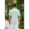 image:imageCOOFANDY Men Casual Henley Tee Shirt Short Sleeve Band Collar Summer Beach Textured TShirtIce Green