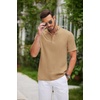 image:imageCOOFANDY Men Casual Henley Tee Shirt Short Sleeve Band Collar Summer Beach Textured TShirtKhaki
