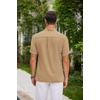 image:imageCOOFANDY Men Casual Henley Tee Shirt Short Sleeve Band Collar Summer Beach Textured TShirtKhaki
