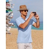 image:imageCOOFANDY Men Casual Henley Tee Shirt Short Sleeve Band Collar Summer Beach Textured TShirtLight Blue