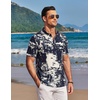 image:imageCOOFANDY Men Casual Henley Tee Shirt Short Sleeve Band Collar Summer Beach Textured TShirtNavy  White Tiedye