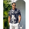 image:imageCOOFANDY Men Casual Henley Tee Shirt Short Sleeve Band Collar Summer Beach Textured TShirtNavy  White Tiedye