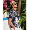 image:imageCOOFANDY Men Casual Henley Tee Shirt Short Sleeve Band Collar Summer Beach Textured TShirtNavy  White Tiedye