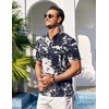 image:imageCOOFANDY Men Casual Henley Tee Shirt Short Sleeve Band Collar Summer Beach Textured TShirtNavy  White Tiedye