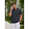 image:imageCOOFANDY Men Casual Henley Tee Shirt Short Sleeve Band Collar Summer Beach Textured TShirtNavy Blue