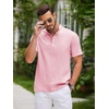 image:imageCOOFANDY Men Casual Henley Tee Shirt Short Sleeve Band Collar Summer Beach Textured TShirtPink