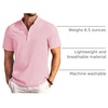 image:imageCOOFANDY Men Casual Henley Tee Shirt Short Sleeve Band Collar Summer Beach Textured TShirtPink