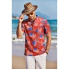 image:imageCOOFANDY Men Casual Henley Tee Shirt Short Sleeve Band Collar Summer Beach Textured TShirtRed Flag