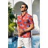 image:imageCOOFANDY Men Casual Henley Tee Shirt Short Sleeve Band Collar Summer Beach Textured TShirtRed Flag