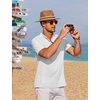image:imageCOOFANDY Men Casual Henley Tee Shirt Short Sleeve Band Collar Summer Beach Textured TShirtWhite