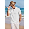image:imageCOOFANDY Men Casual Henley Tee Shirt Short Sleeve Band Collar Summer Beach Textured TShirtWhite