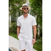 image:imageCOOFANDY Men Casual Henley Tee Shirt Short Sleeve Band Collar Summer Beach Textured TShirtWhite