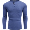 image:imageCOOFANDY Men Long Sleeve Henley Shirs Casual Basic T Shirts Soild Button Tees with PocketsDeep Blue