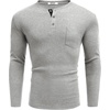 image:imageCOOFANDY Men Long Sleeve Henley Shirs Casual Basic T Shirts Soild Button Tees with PocketsLight Gray