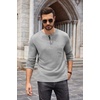 image:imageCOOFANDY Men Long Sleeve Henley Shirs Casual Basic T Shirts Soild Button Tees with PocketsLight Gray